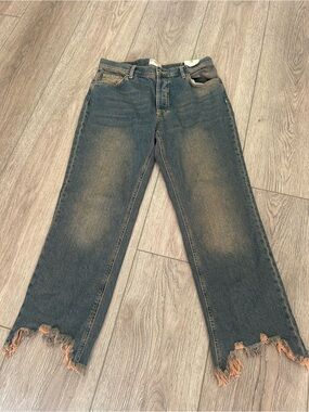Free People We The Free Maggie Mid-Rise Straight Leg Jeans - Back Alley Blue -28